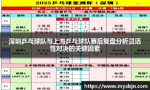 深圳乒乓球队与上海乒乓球队赛后复盘分析灵活性对决的关键因素